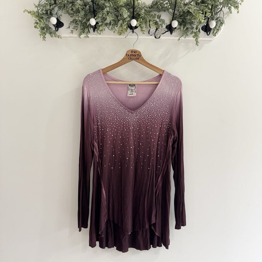 Vocal Purple Ombré Beaded Tunic Medium PP4967